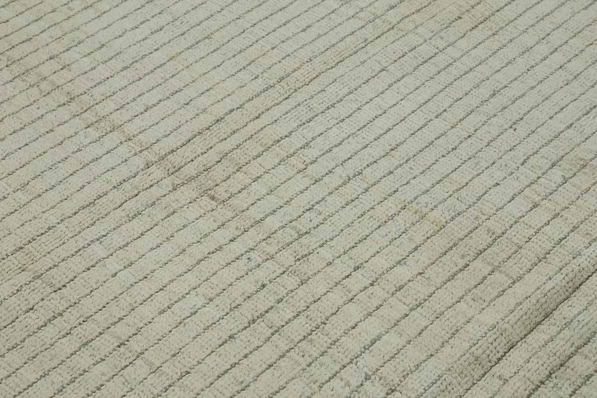 Tribal Modern Dizayn Bej Pamuk Üzerine Yün El Dokuma Halı-222x307 - Görsel 5