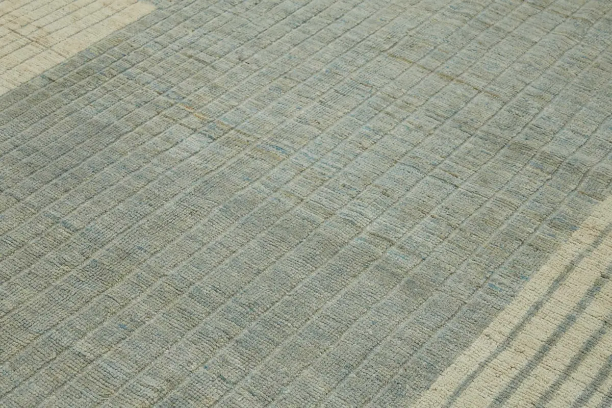 Tribal Modern Dizayn Bej Pamuk Üzerine Yün El Dokuma Halı-256x308 - Görsel 5