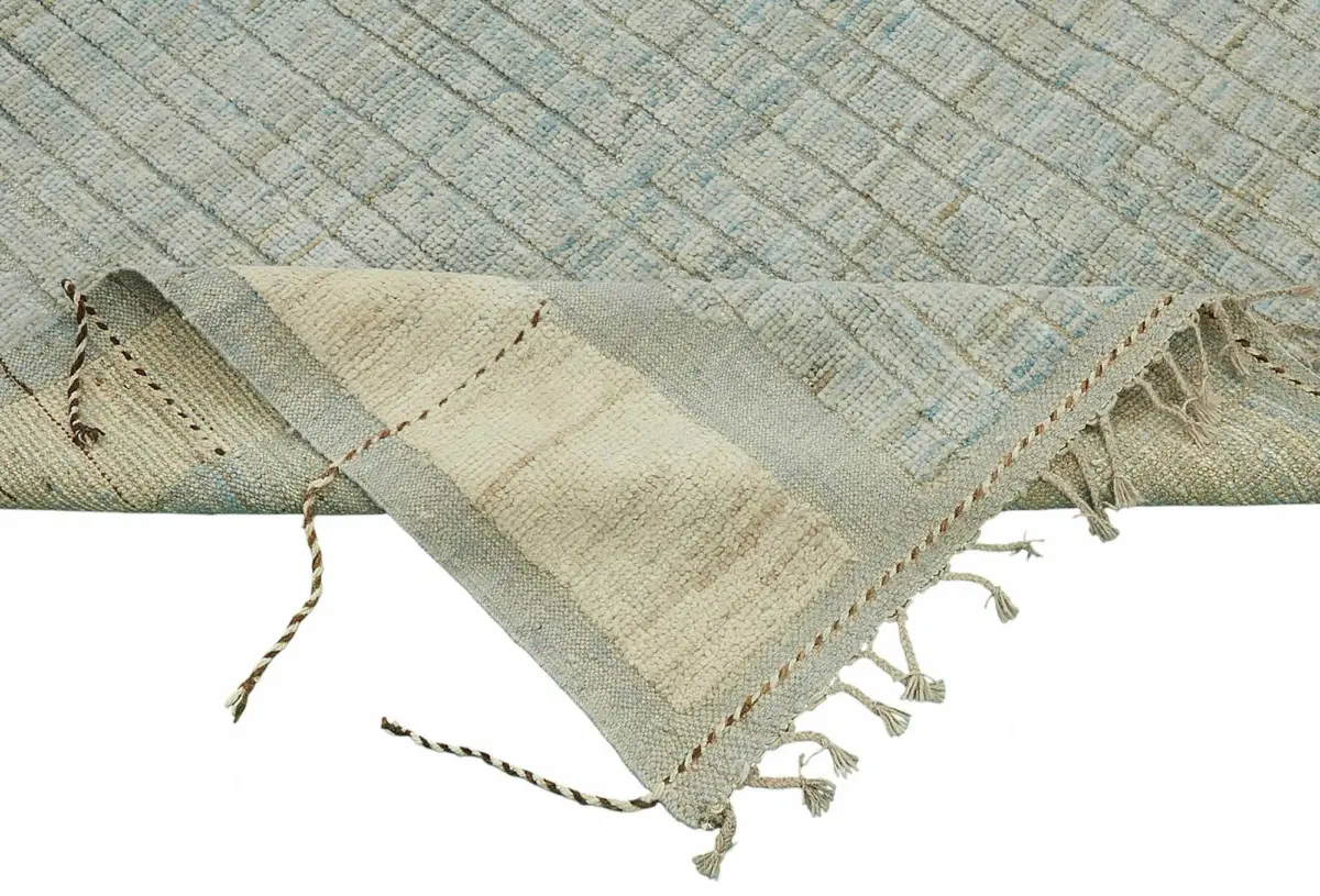 Tribal Modern Dizayn Bej Pamuk Üzerine Yün El Dokuma Halı-256x308 - Görsel 6