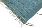 Tribal Modern Dizayn Mavi Pamuk Üzerine Yün El Dokuma Halı-249x304 - Görsel 4
