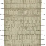 Tribal Modern Dizayn Bej Pamuk Üzerine Yün El Dokuma Halı-204x301