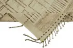 Tribal Modern Dizayn Bej Pamuk Üzerine Yün El Dokuma Halı-204x301 - Görsel 6