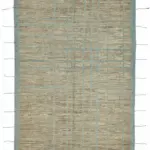 Tribal Modern Dizayn Kahverengi Pamuk Üzerine Yün El Dokuma Halı-206x304