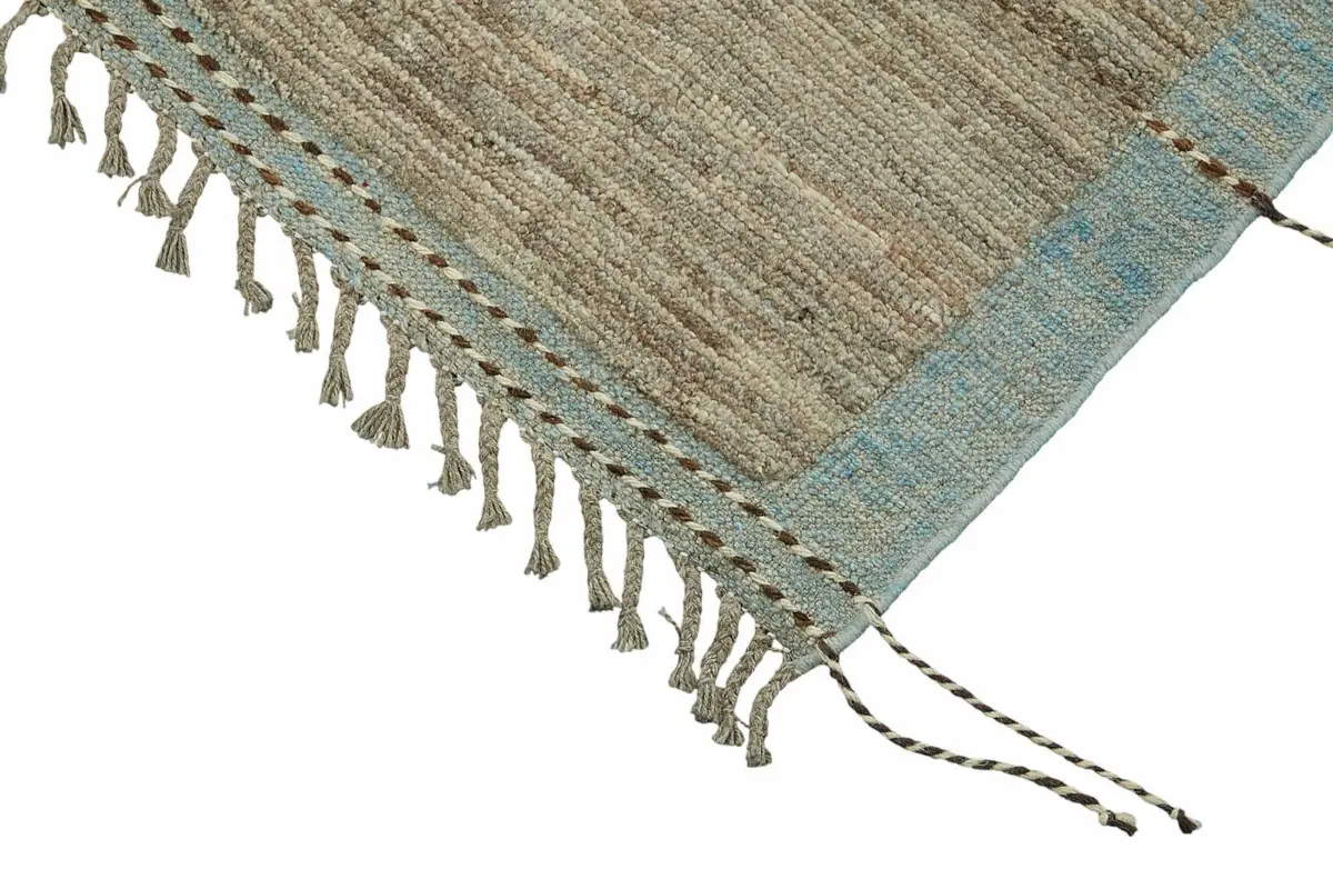 Tribal Modern Dizayn Kahverengi Pamuk Üzerine Yün El Dokuma Halı-206x304 - Görsel 4