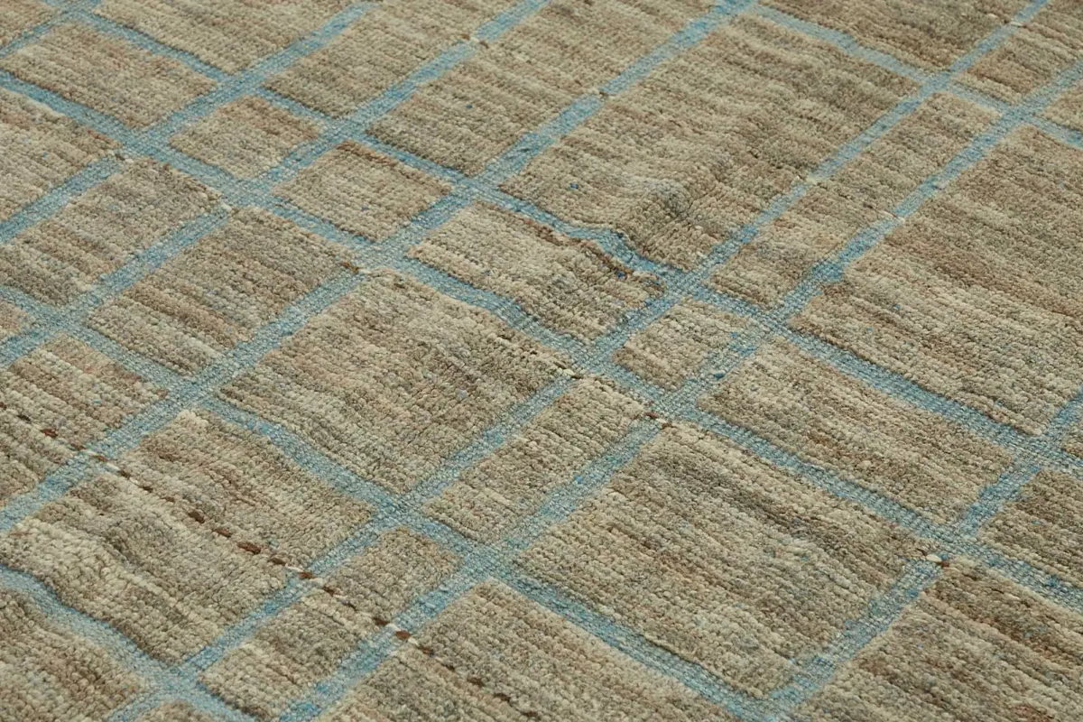 Tribal Modern Dizayn Kahverengi Pamuk Üzerine Yün El Dokuma Halı-206x304 - Görsel 5