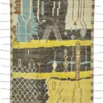 Tribal Modern Dizayn Multi Pamuk Üzerine Yün El Dokuma Halı-208x308