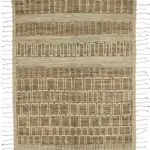 Tribal Modern Dizayn Bej Pamuk Üzerine Yün El Dokuma Halı-203x295