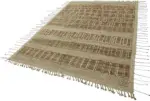 Tribal Modern Dizayn Bej Pamuk Üzerine Yün El Dokuma Halı-203x295 - Görsel 3