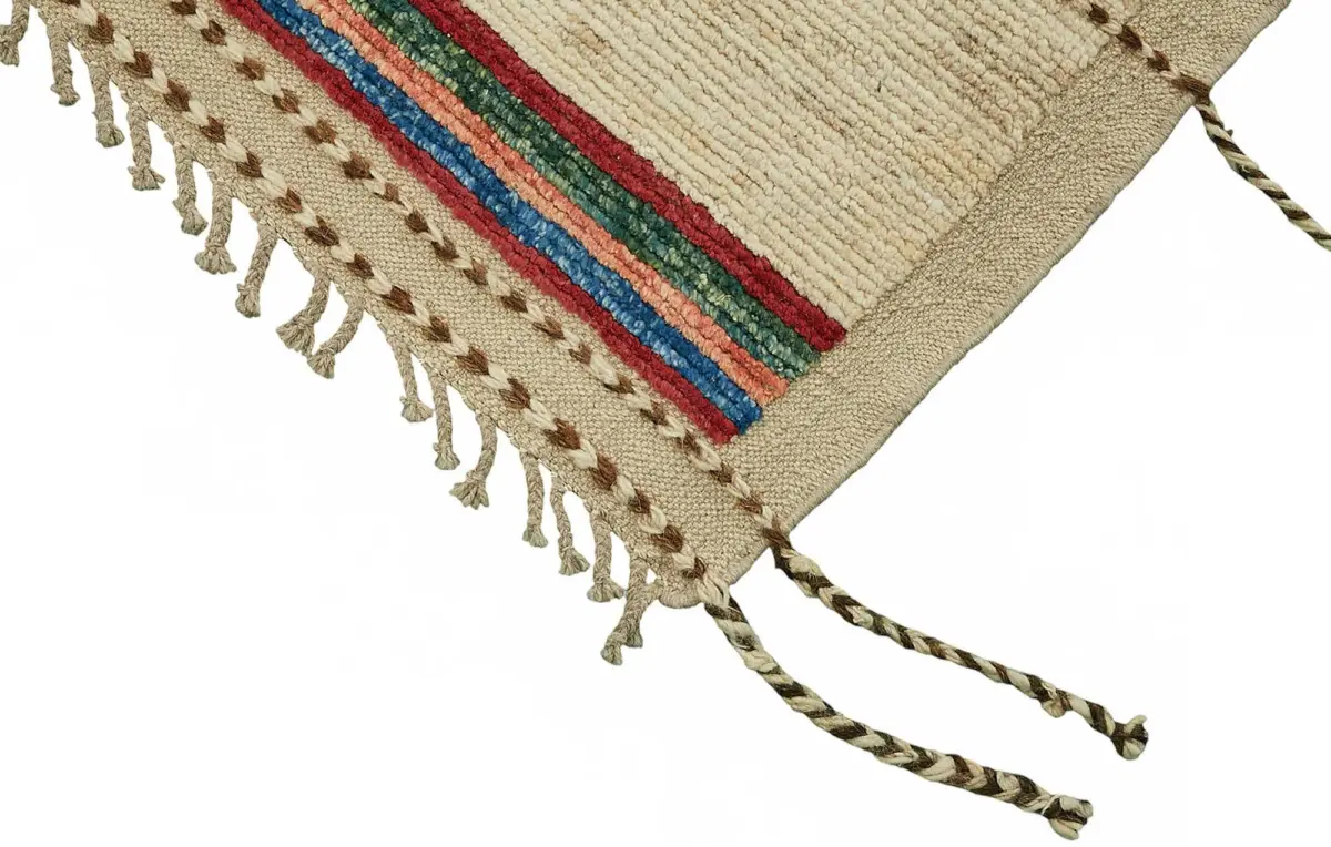 Tribal Modern Dizayn Multi Pamuk Üzerine Yün El Dokuma Halı-258x305 - Görsel 4