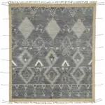 Tribal Modern Dizayn Mavi Pamuk Üzerine Yün El Dokuma Halı-251x296