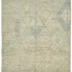 Tribal Modern Dizayn Bej Pamuk Üzerine Yün El Dokuma Halı-254x288