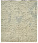 Tribal Modern Dizayn Bej Pamuk Üzerine Yün El Dokuma Halı-254x288