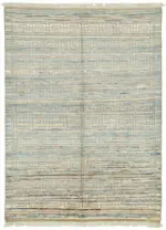 Tribal Modern Dizayn Mavi Pamuk Üzerine Yün El Dokuma Halı-165x229