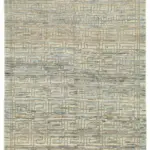 Tribal Modern Dizayn Mavi Pamuk Üzerine Yün El Dokuma Halı-160x218