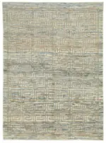 Tribal Modern Dizayn Mavi Pamuk Üzerine Yün El Dokuma Halı-160x218