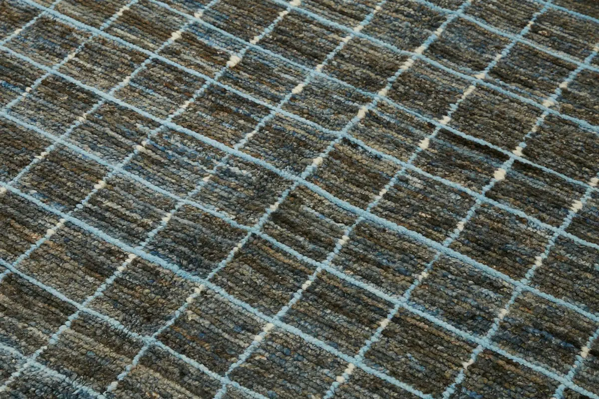 Tribal Modern Dizayn Gri Pamuk Üzerine Yün El Dokuma Halı-210x300 - Görsel 5