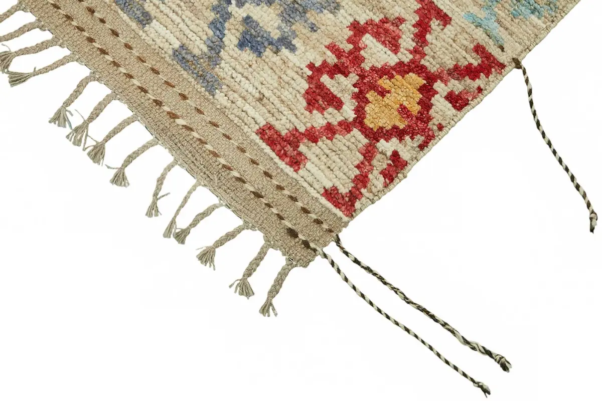 Tribal Modern Dizayn Multi Pamuk Üzerine Yün El Dokuma Halı-210x307 - Görsel 4