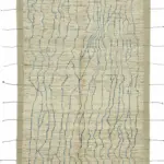 Tribal Modern Dizayn Bej Pamuk Üzerine Yün El Dokuma Halı-212x311