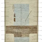 Tribal Modern Dizayn Bej Pamuk Üzerine Yün El Dokuma Halı-214x307