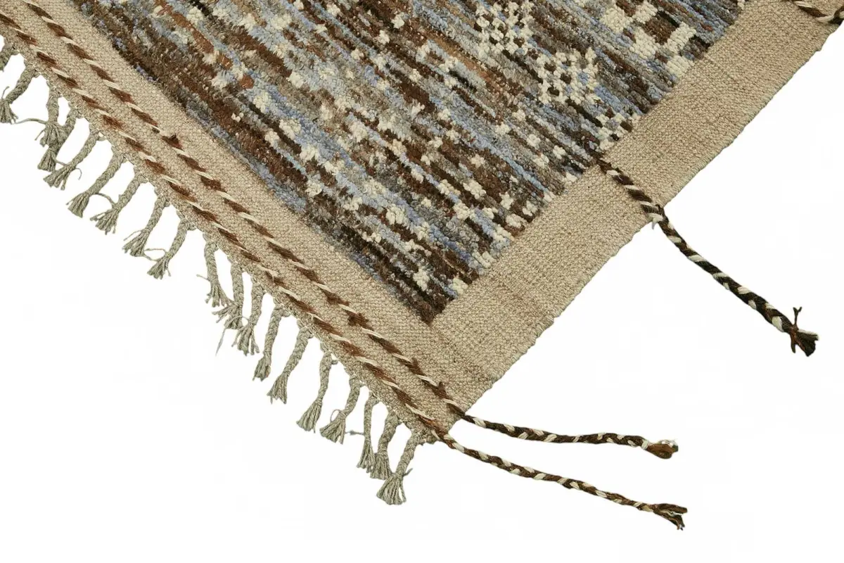 Tribal Modern Dizayn Kahverengi Pakak Üzerine Yün El Dokuma Halı-202x304 - Görsel 4