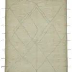 Tribal Modern Dizayn Bej Pamuk Üzerine Yün El Dokuma Halı-288x376