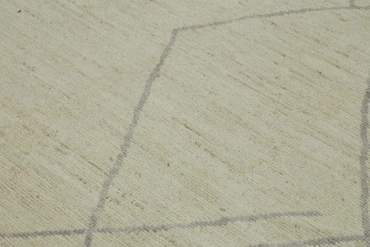 Tribal Modern Dizayn Bej Pamuk Üzerine Yün El Dokuma Halı-288x376 - Görsel 5