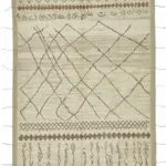 Tribal Modern Dizayn Bej Pamuk Üzerine Yün El Dokuma Halı-212x311