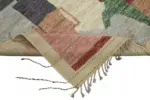 Tribal Modern Dizayn Multi Pamuk Üzerine Yün El Dokuma Halı-203x310 - Görsel 6
