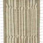 Tribal Modern Dizayn Bej Pamuk Üzerine Yün El Dokuma Halı-212x303