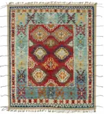 Tribal Modern Dizayn Multi Pamuk Üzerine Yün El Dokuma Halı-244x295