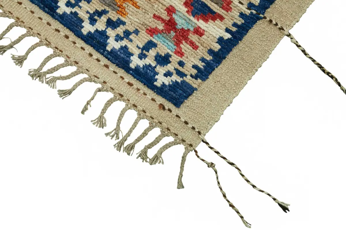 Tribal Modern Dizayn Multi Pamuk Üzerine Yün El Dokuma Halı-244x295 - Görsel 4