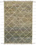 Tribal Modern Dizayn Multi Pamuk Üzerine Yün El Dokuma Halı-199x300