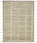 Tribal Modern Dizayn Bej Pamuk Üzerine Yün El Dokuma Halı-276x358