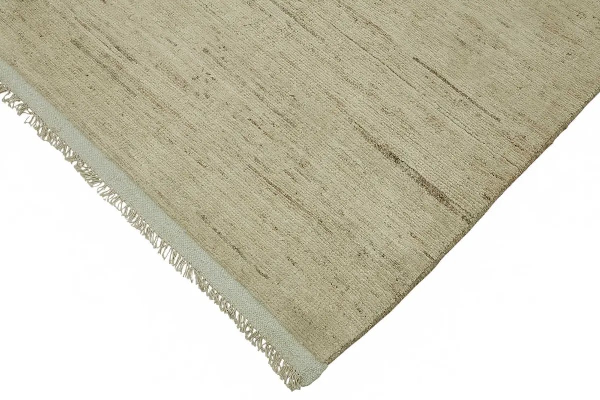 Tribal Modern Dizayn Bej Pamuk Üzerine Yün El Dokuma Halı-210x301 - Görsel 4