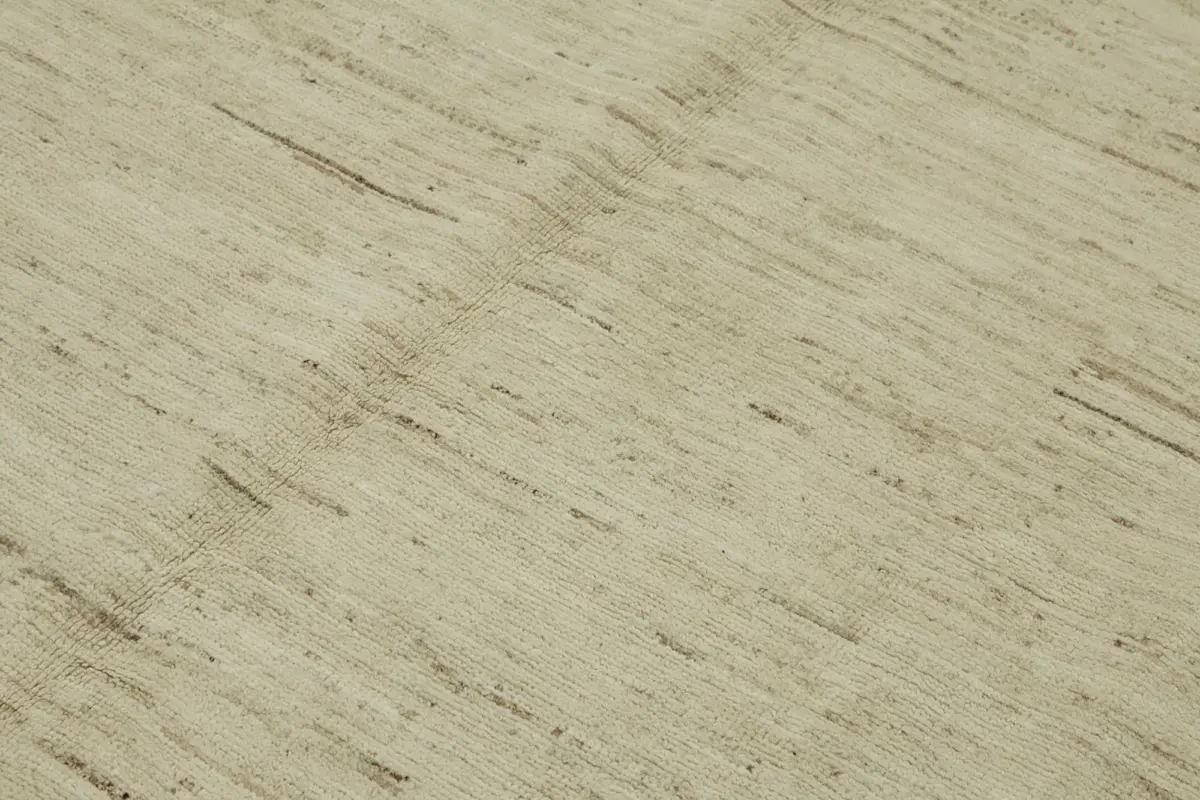 Tribal Modern Dizayn Bej Pamuk Üzerine Yün El Dokuma Halı-210x301 - Görsel 5