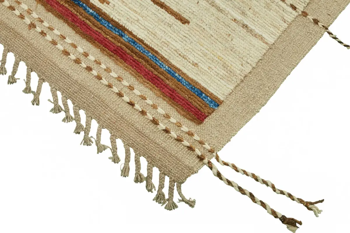 Tribal Modern Dizayn Multi Pamuk Üzerine Yün El Dokuma Halı-206x299 - Görsel 4