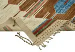 Tribal Modern Dizayn Multi Pamuk Üzerine Yün El Dokuma Halı-206x299 - Görsel 6