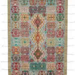 Tribal Modern Dizayn Multi Pamuk Üzerine Yün El Dokuma Halı-204x312