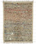 Tribal Modern Dizayn Multi Pamuk Üzerine Yün El Dokuma Halı-215x297