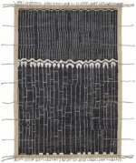 Tribal Modern Dizayn Mavi Pamuk Üzerine Yün El Dokuma Halı-209x300