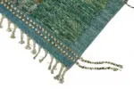 Tribal Modern Dizayn Yeşil Pamuk Üzerine Yün El Dokuma Halı-207x308 - Görsel 4
