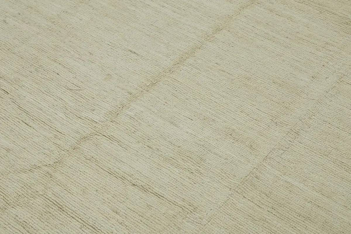 Tribal Modern Dizayn Bej Pamuk Üzerine Yün El Dokuma Halı-248x296 - Görsel 5