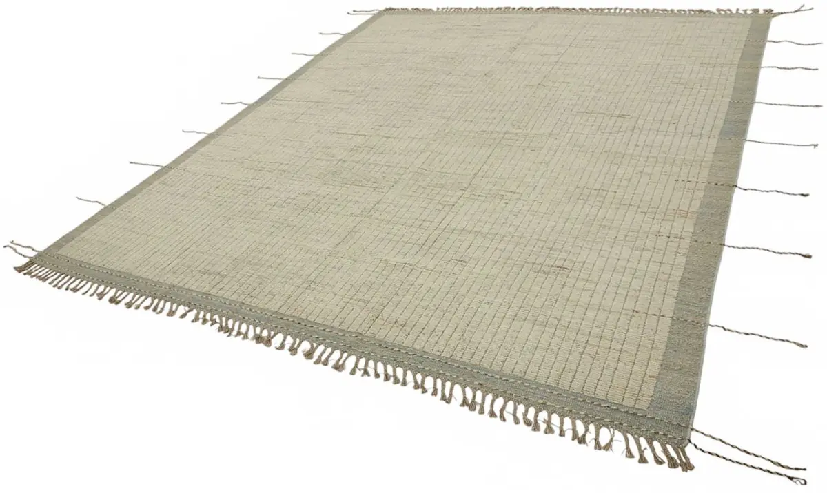 Tribal Modern Dizayn Bej Pamuk Üzerine Yün El Dokuma Halı-252x299 - Görsel 3