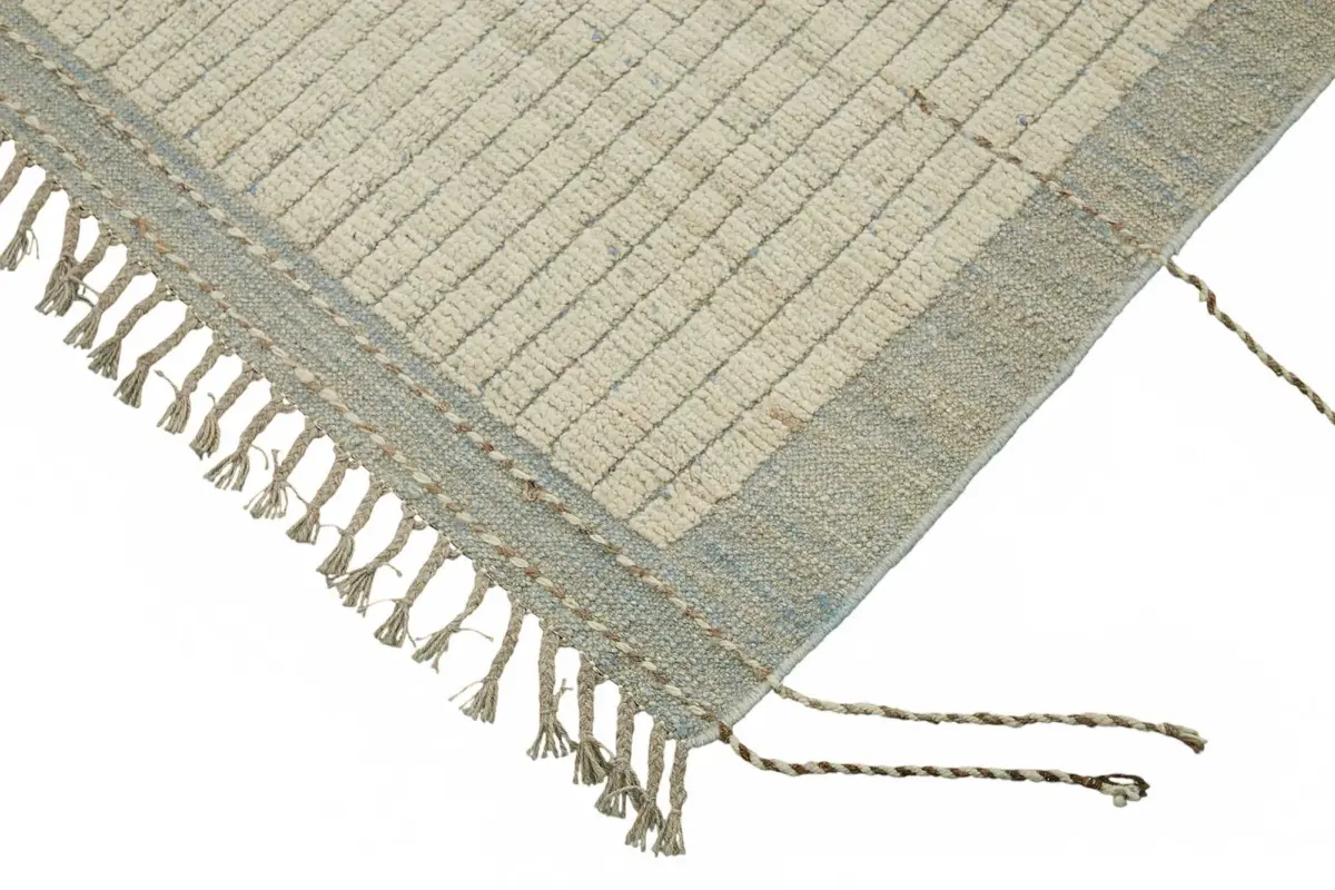 Tribal Modern Dizayn Bej Pamuk Üzerine Yün El Dokuma Halı-252x299 - Görsel 4