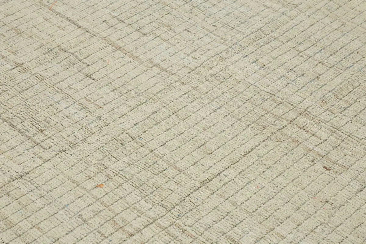 Tribal Modern Dizayn Bej Pamuk Üzerine Yün El Dokuma Halı-252x299 - Görsel 5