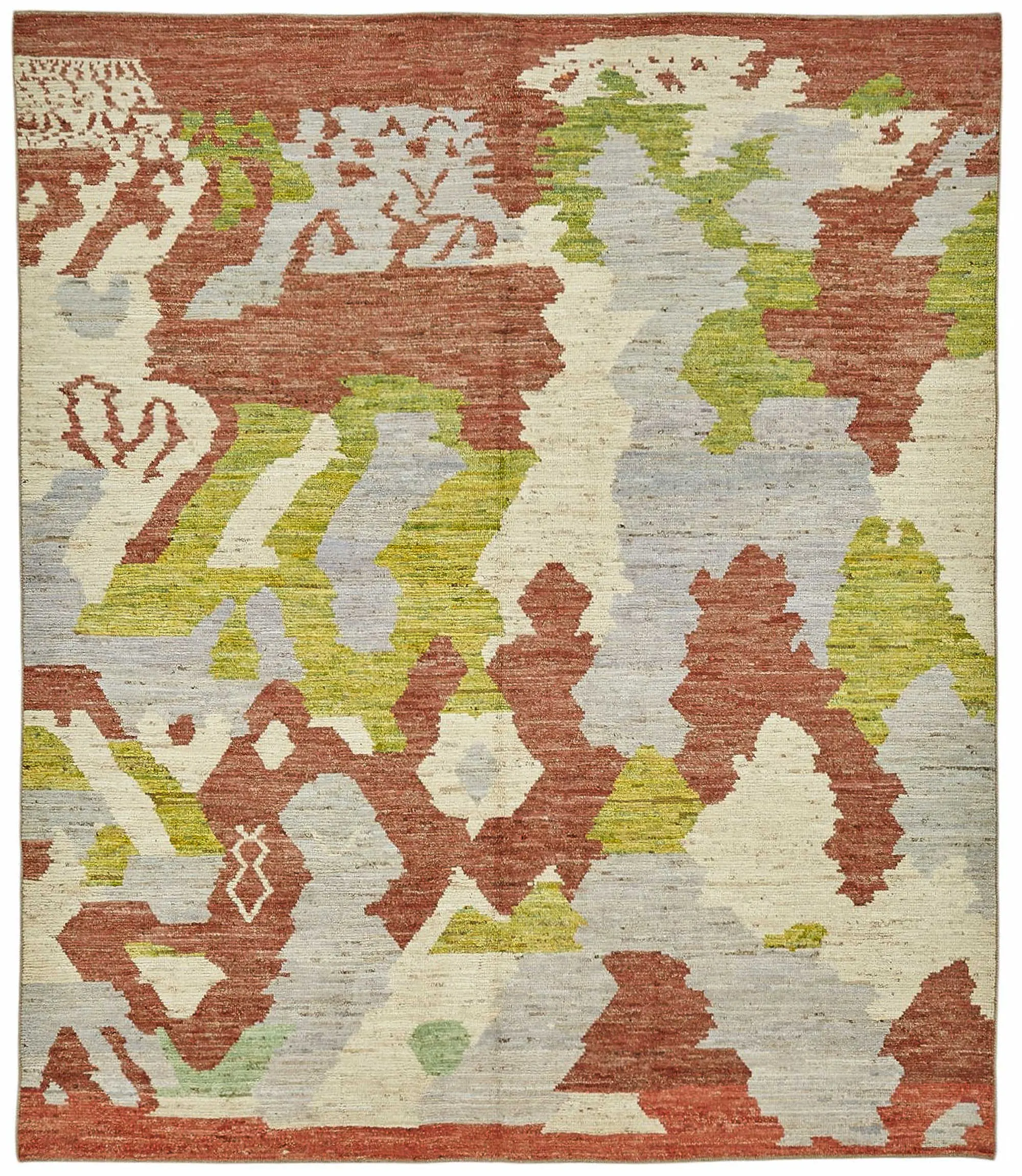 Tribal Modern Dizayn Multi Pamuk Üzerine Yün El Dokuma Halı-244x291 - Görsel 1