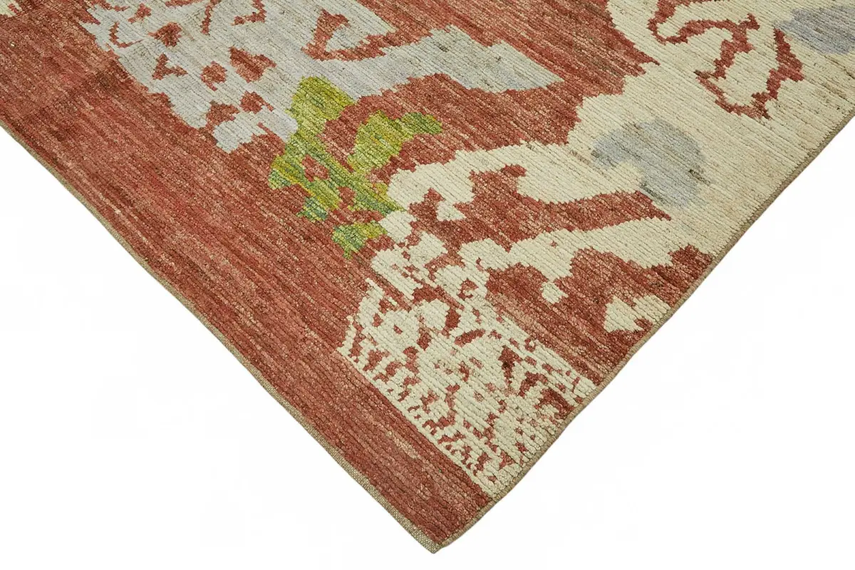 Tribal Modern Dizayn Multi Pamuk Üzerine Yün El Dokuma Halı-244x291 - Görsel 4