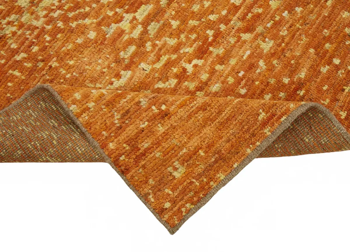 Tribal Modern Dizayn Turuncu Pamuk Üzerine Yün El Dokuma Halı-200x284 - Görsel 6