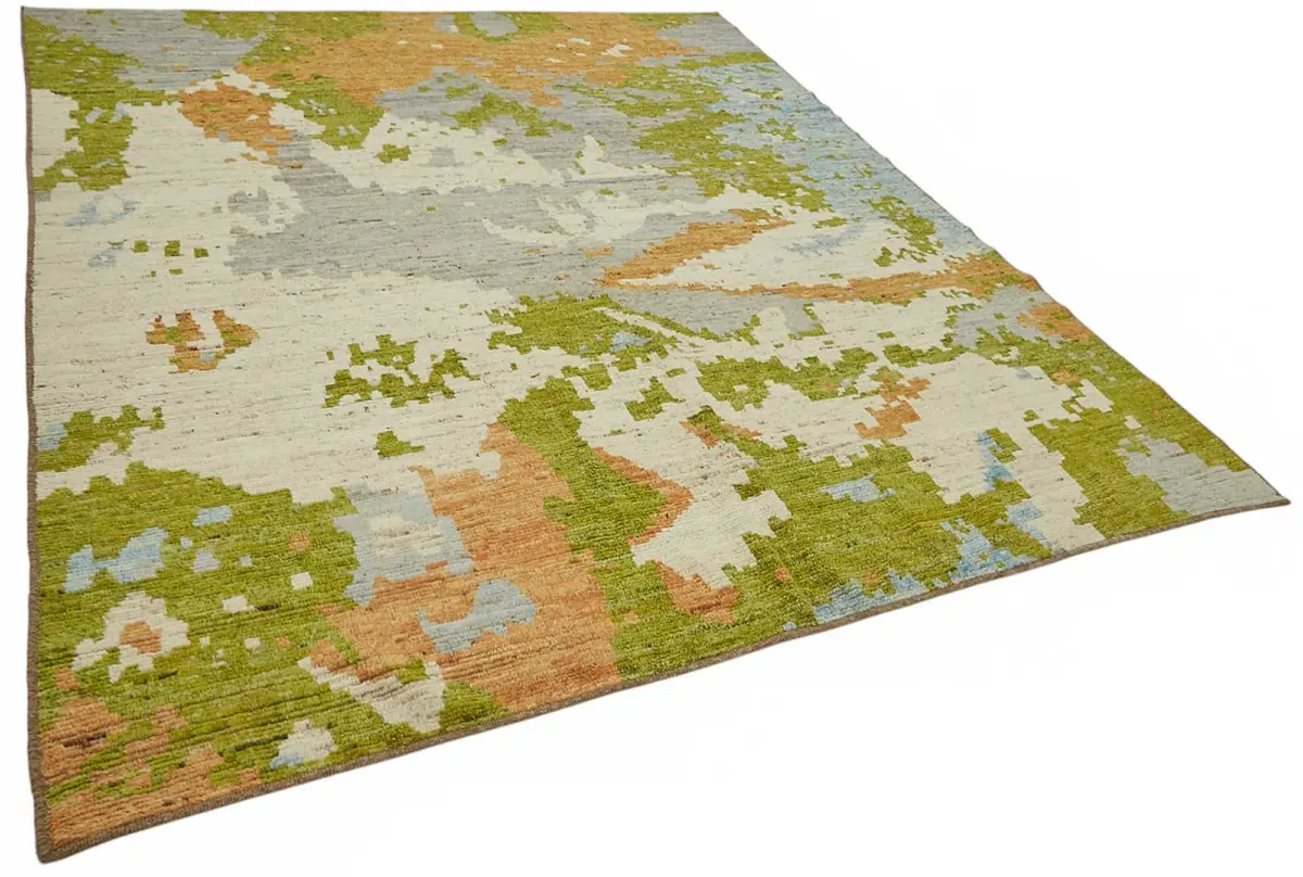 Tribal Modern Dizayn Multi Pamuk Üzerine Yün El Dokuma Halı-250x294 - Görsel 2