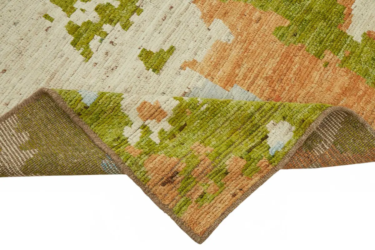 Tribal Modern Dizayn Multi Pamuk Üzerine Yün El Dokuma Halı-250x294 - Görsel 6